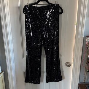 House of Harlow 1960 Black Sequin Flare Pants
